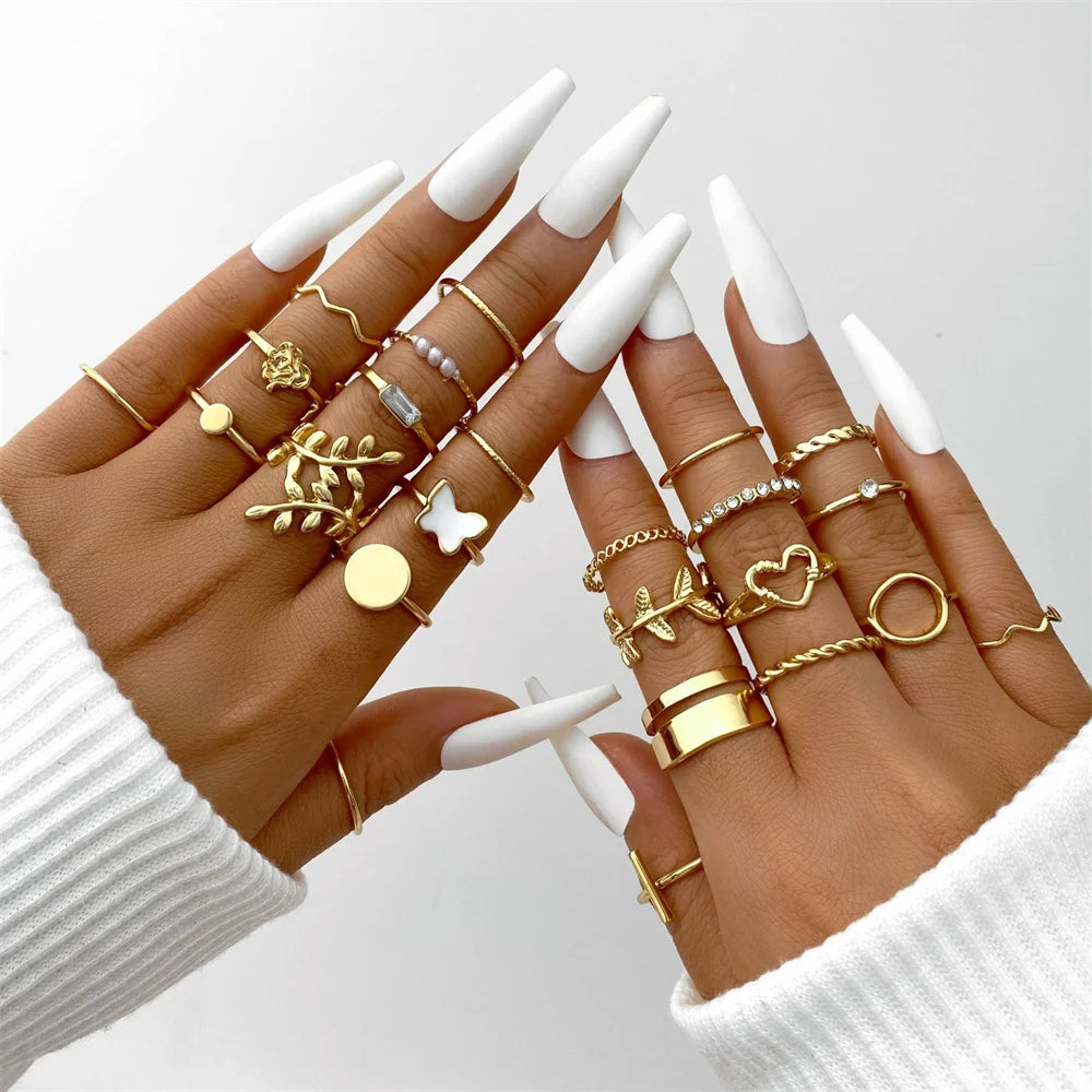 22Pcs Set Women Vintage Rings