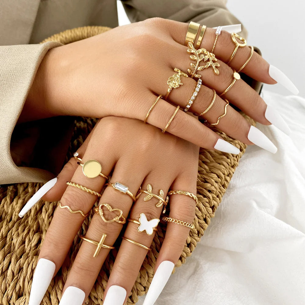 22Pcs Set Women Vintage Rings