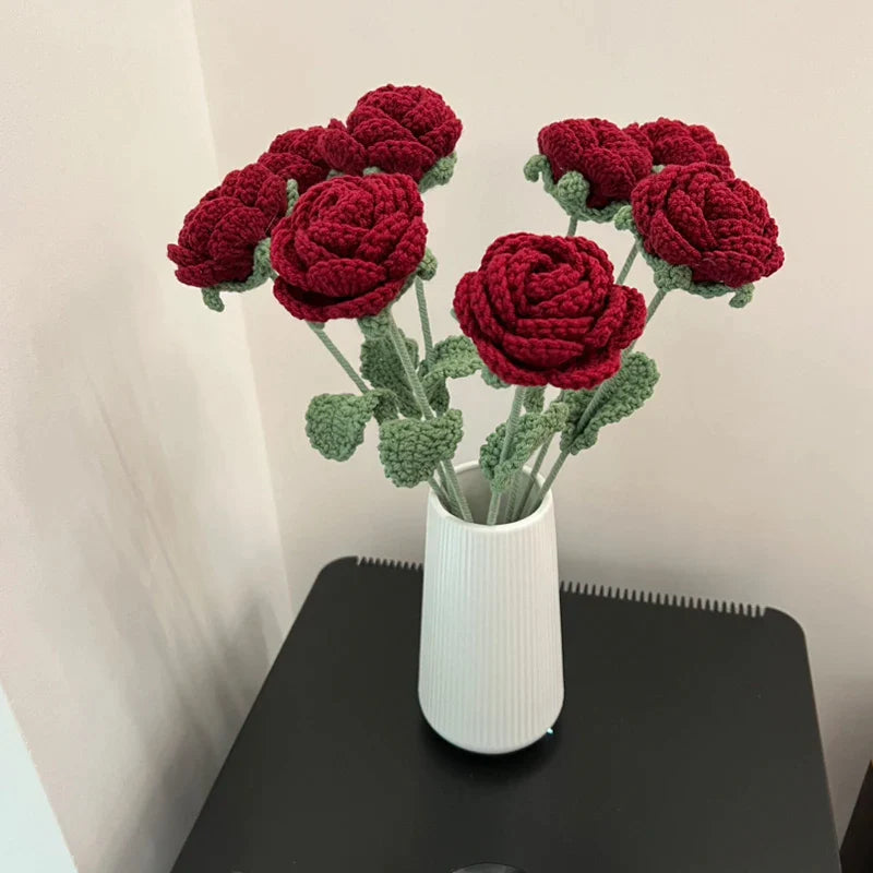 Knitted Rose Bouquet Decor