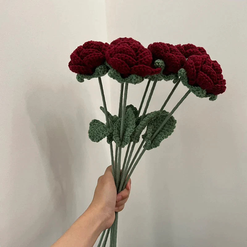 Knitted Rose Bouquet Decor