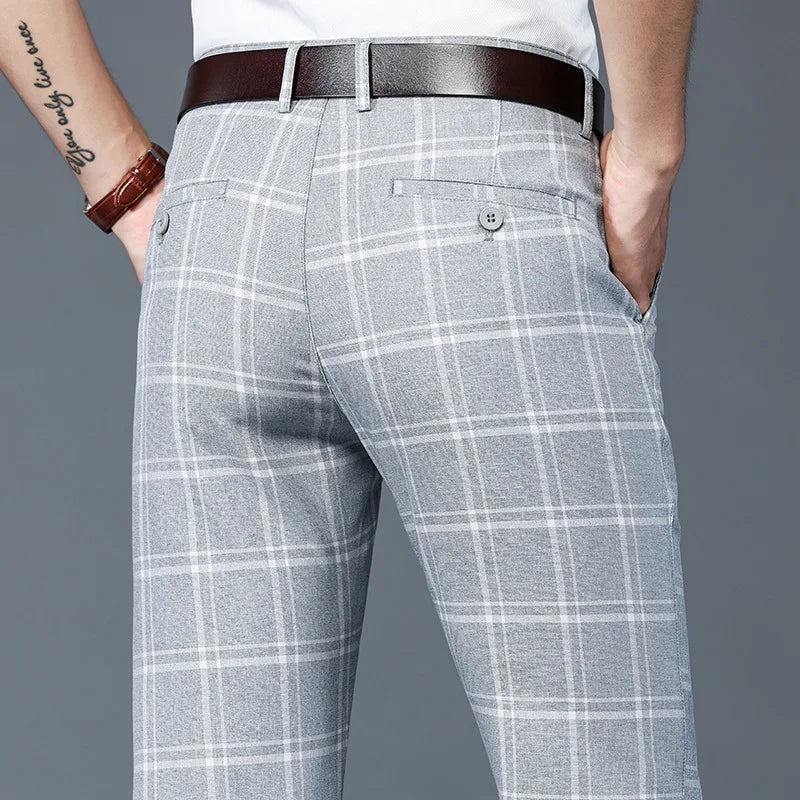 Patterned Tailored Dress Trousers for Men