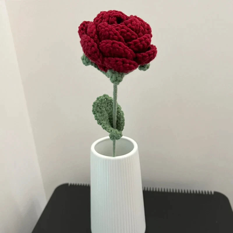 Knitted Rose Bouquet Decor