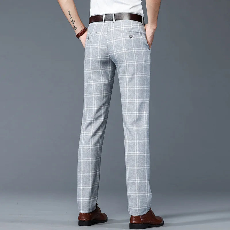 Patterned Tailored Dress Trousers for Men