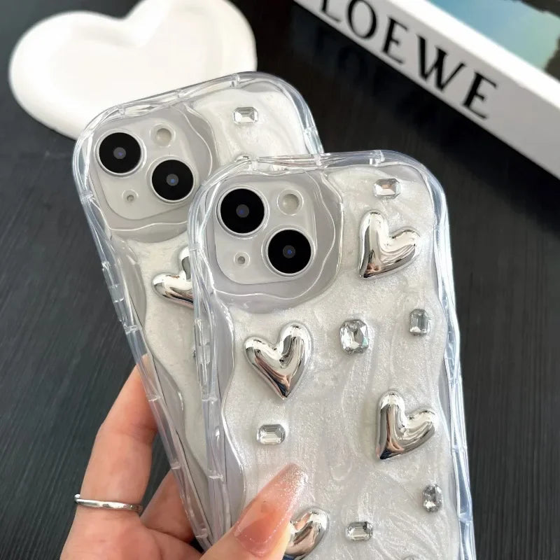 Silver Hearts iPhone Case