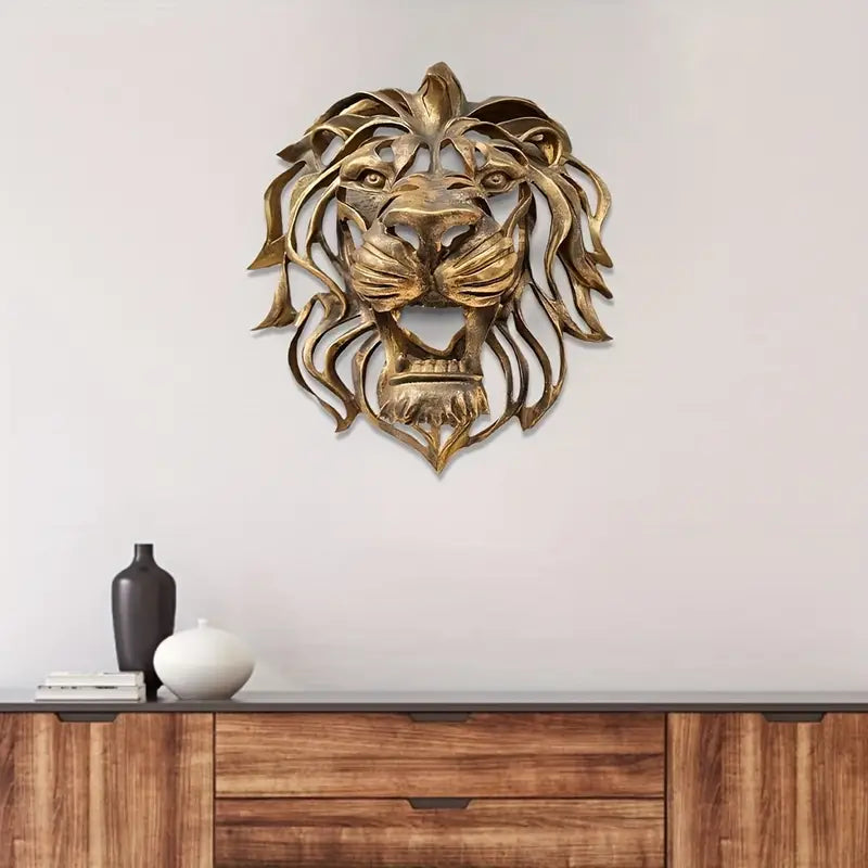 Lion Gold Resin Wall Art