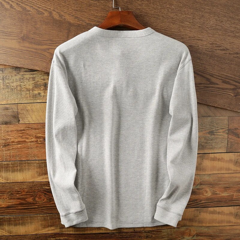 Waffle Knit Henley Shirt