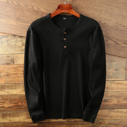 Waffle Knit Henley Shirt